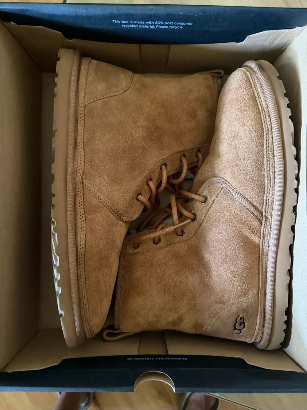 UGG Chestnut Suede Lace-Up Shearling Ankle Boots